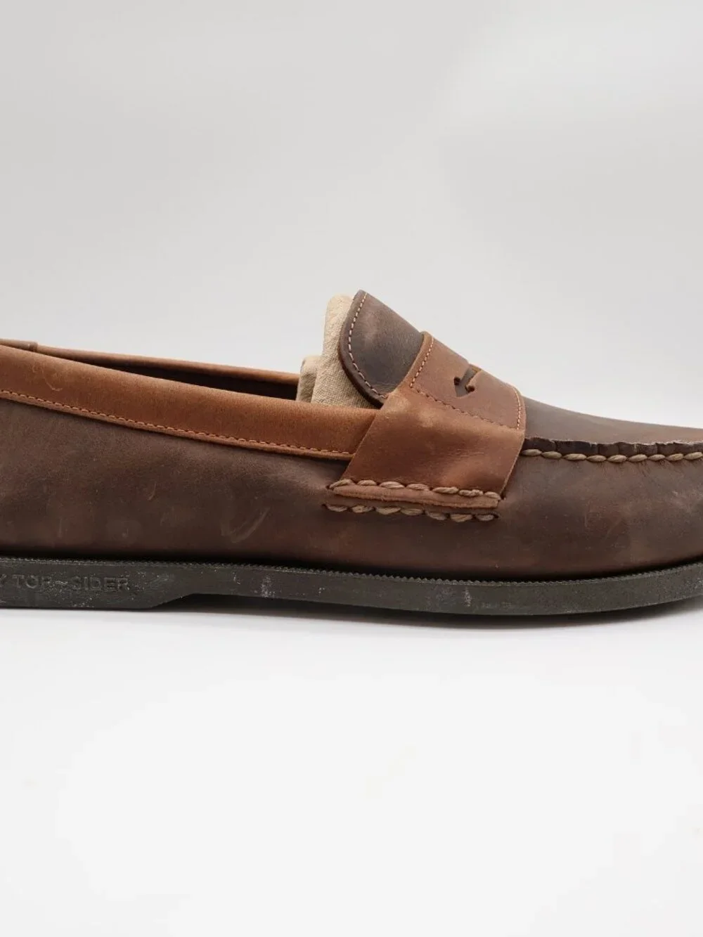 Sperry A/O Penny Loafers Mens 10.5 Brown Leather Slip On Boat Shoes